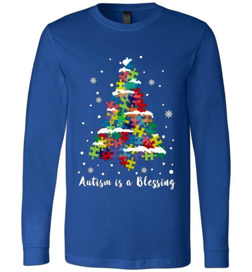 Autism Awareness Ugly Christmas Sweaters Autism Is A Blessing Long Sleeve