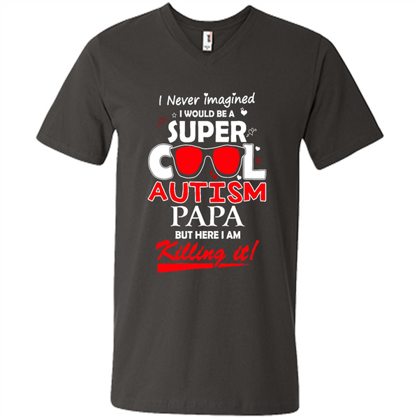 Super Cool Autistic Papa, Autism Awareness shirt, Autism dad shirt - Men's V-Neck