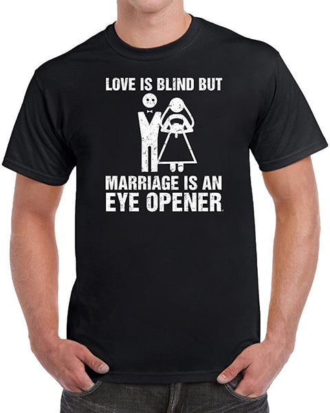 MangoshirtstoreLove is Blind But Marriage Is An Eye Opener Men's Funny T-ShirtTshirt/Tshirtwomen/Longsleeves tshirt/hoodie
