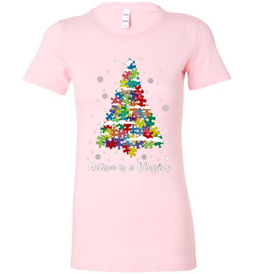 Autism Awareness Ugly Christmas Sweaters Autism Is A Blessing Bella Ladies Tee