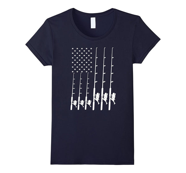 Fishing T-shirt With Beautiful American Flag