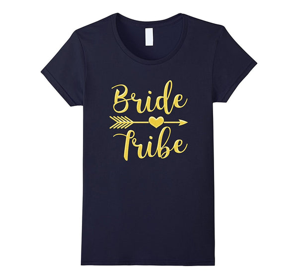 Women's Bride Tribe Arrow Heart Gold Glitter T shirts Bachelorette