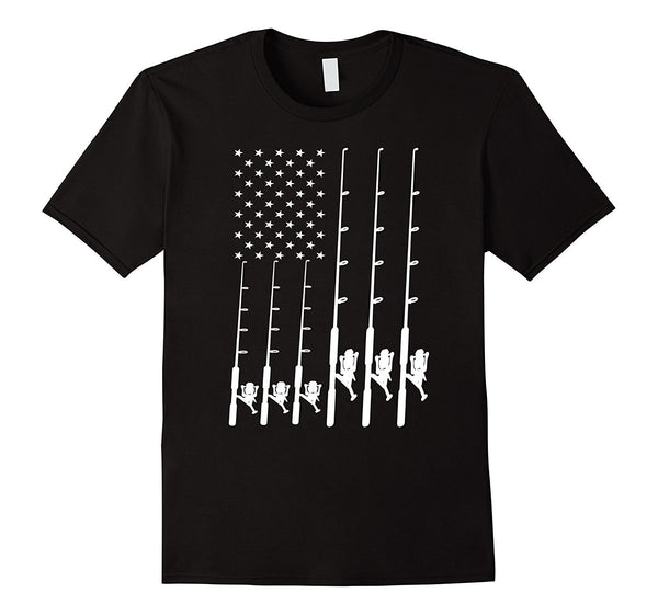 Fishing T-shirt With Beautiful American Flag