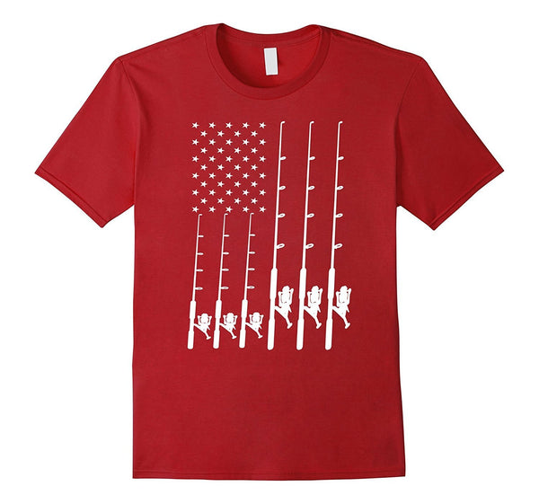 Fishing T-shirt With Beautiful American Flag