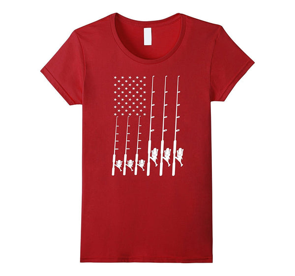 Fishing T-shirt With Beautiful American Flag