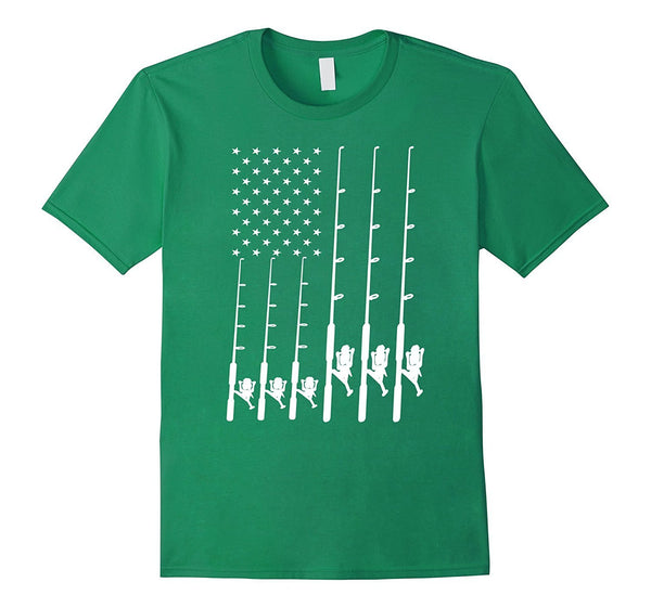 Fishing T-shirt With Beautiful American Flag