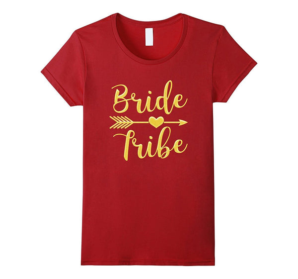 Women's Bride Tribe Arrow Heart Gold Glitter T shirts Bachelorette