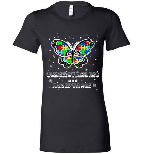Autism Awareness Ugly Christmas Sweaters Autism Understanding And Acceptance Bella Ladies Tee
