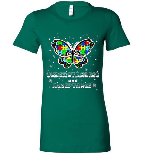 Autism Awareness Ugly Christmas Sweaters Autism Understanding And Acceptance Bella Ladies Tee