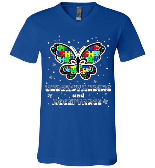 Autism Awareness Ugly Christmas Sweaters Autism Understanding And Acceptance V-Neck Shirt