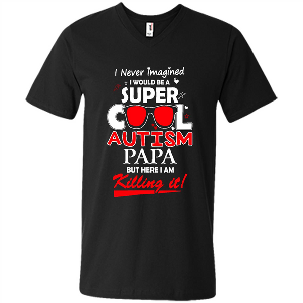 Super Cool Autistic Papa, Autism Awareness shirt, Autism dad shirt - Men's V-Neck