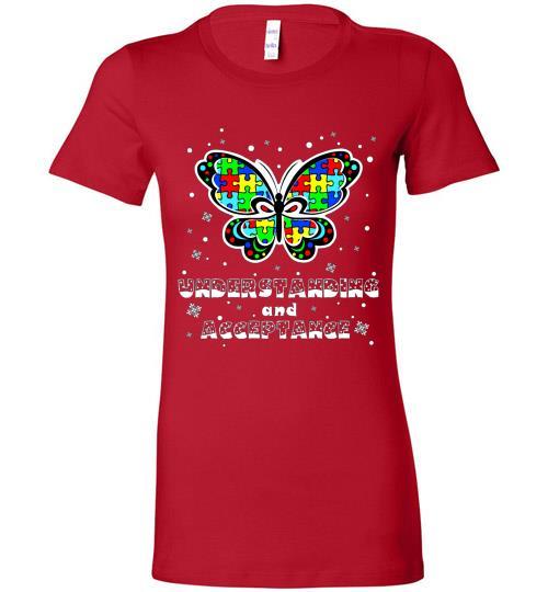 Autism Awareness Ugly Christmas Sweaters Autism Understanding And Acceptance Bella Ladies Tee