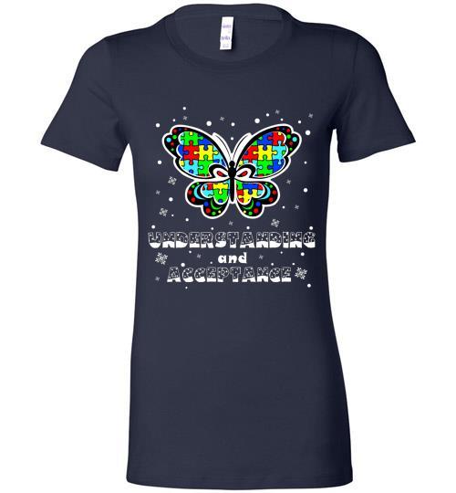 Autism Awareness Ugly Christmas Sweaters Autism Understanding And Acceptance Bella Ladies Tee