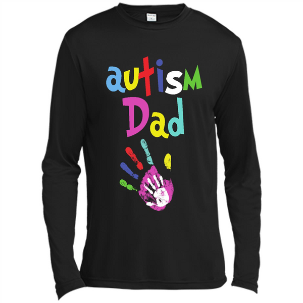 Autism Dad, Autism dad and child t-shirt, gift shirt for dad - Spor-Tek LS Moisture Absorbing T-Shirt