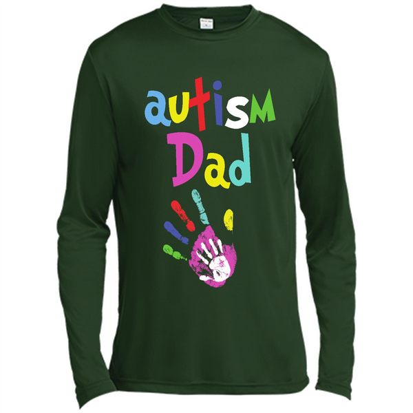 Autism Dad, Autism dad and child t-shirt, gift shirt for dad - Spor-Tek LS Moisture Absorbing T-Shirt