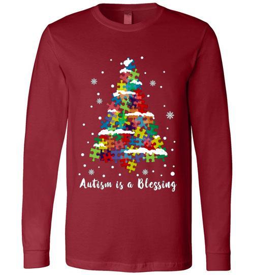 Autism Awareness Ugly Christmas Sweaters Autism Is A Blessing Long Sleeve
