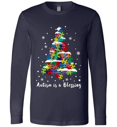 Autism Awareness Ugly Christmas Sweaters Autism Is A Blessing Long Sleeve