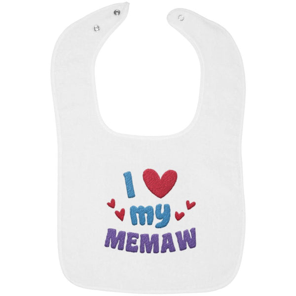 I Love My Memaw - Embroidered Infant Bib