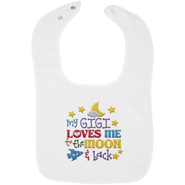 Gigi Loves Me to the Moon and Back - Embroidered Infant Bib