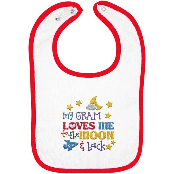 Gram Loves Me to the Moon and Back - Embroidered Infant Bib