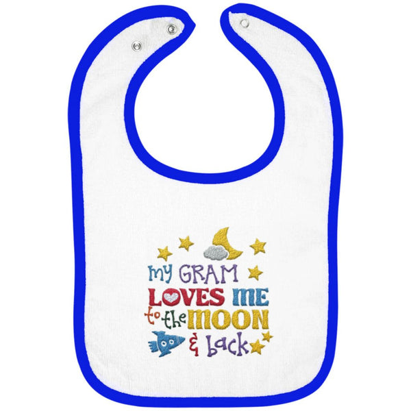 Gram Loves Me to the Moon and Back - Embroidered Infant Bib