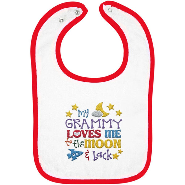 Grammy Loves Me to the Moon and Back - Embroidered Infant Bib