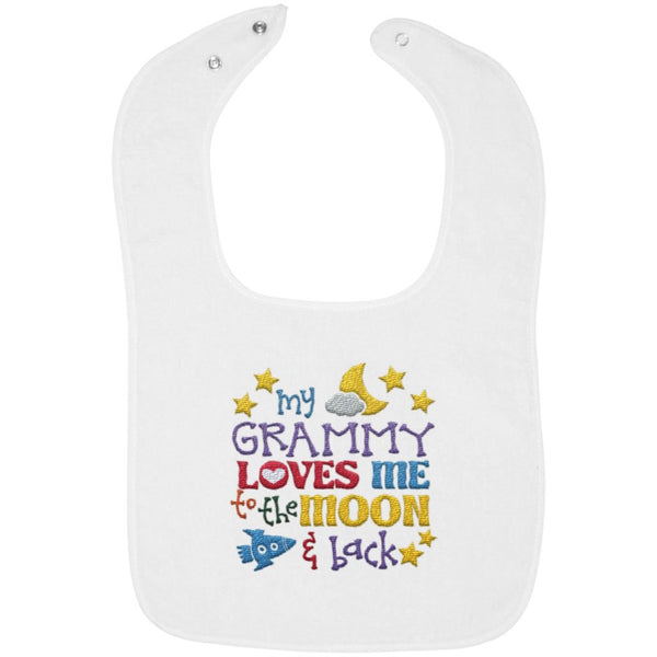 Grammy Loves Me to the Moon and Back - Embroidered Infant Bib