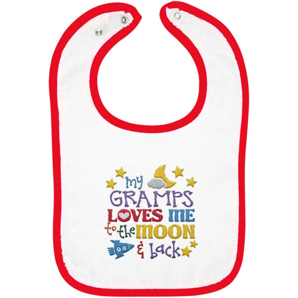 Gramps Loves Me to the Moon and Back - Embroidered Infant Bib