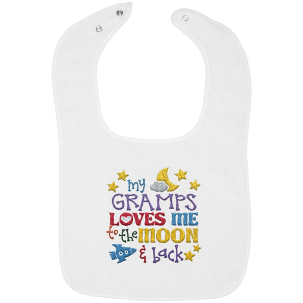 Gramps Loves Me to the Moon and Back - Embroidered Infant Bib