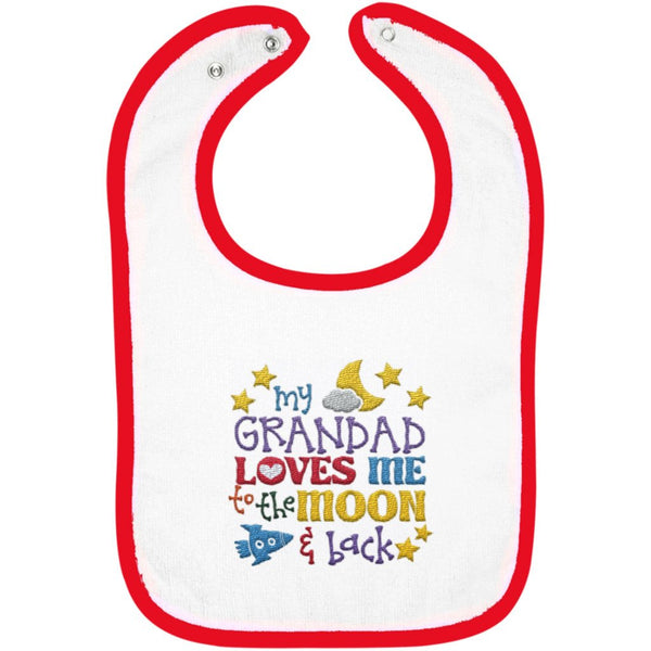 Grandad Loves Me to the Moon and Back - Embroidered Infant Bib