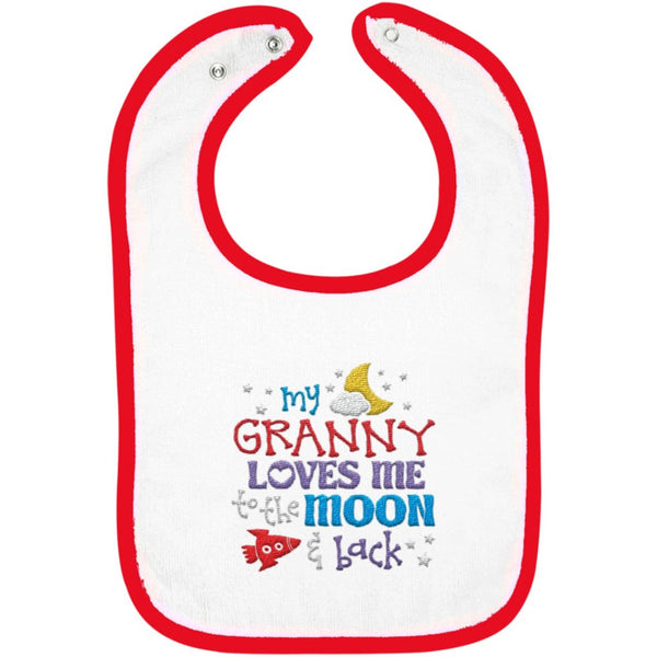 Granny Loves Me to the Moon and Back - Embroidered Infant Bib