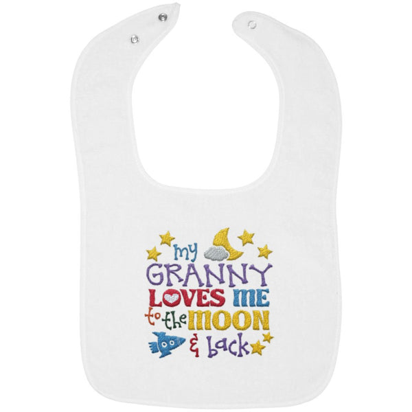 Granny Loves Me to the Moon and Back - Embroidered Infant Bib