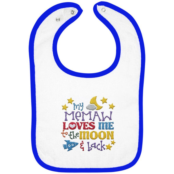 Memaw Loves Me to the Moon and Back - Embroidered Infant Bib