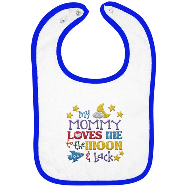 Mommy Loves Me to the Moon and Back - Embroidered Infant Bib