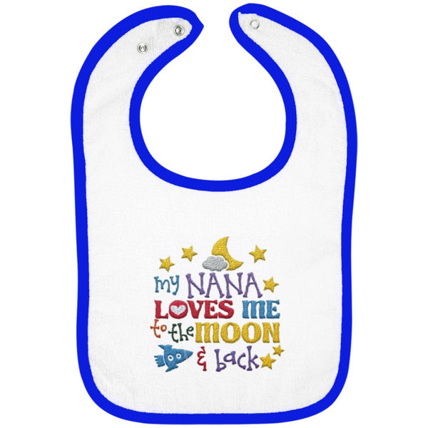 Nana Loves Me to the Moon and Back - Embroidered Infant Bib