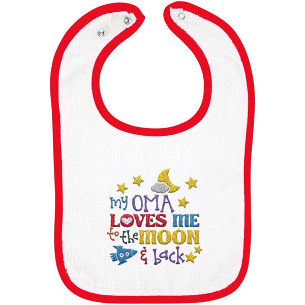 Oma Loves Me to the Moon and Back - Embroidered Infant Bib