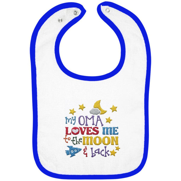 Oma Loves Me to the Moon and Back - Embroidered Infant Bib