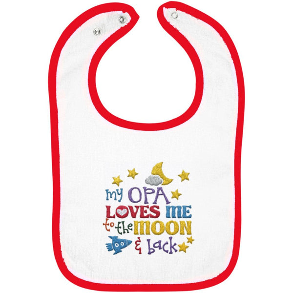 Opa Loves Me to the Moon and Back - Embroidered Infant Bib