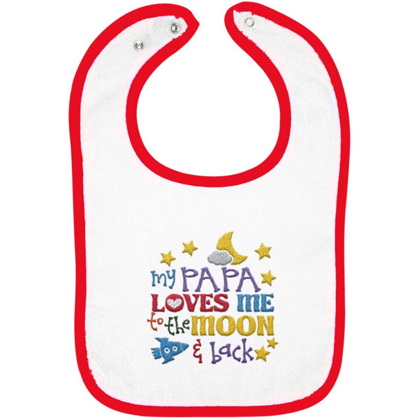 Papa Loves Me to the Moon and Back - Embroidered Infant Bib