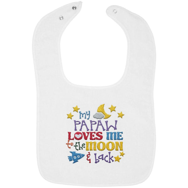 Papaw Loves Me to the Moon and Back - Embroidered Infant Bib