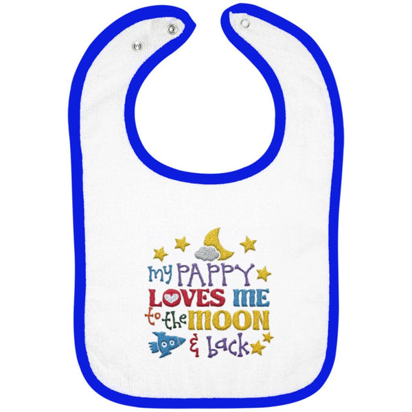 Pappy Loves Me to the Moon and Back - Embroidered Infant Bib