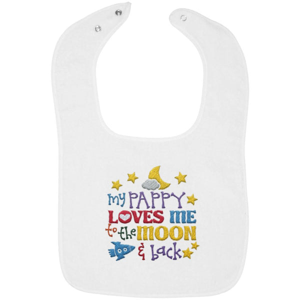 Pappy Loves Me to the Moon and Back - Embroidered Infant Bib
