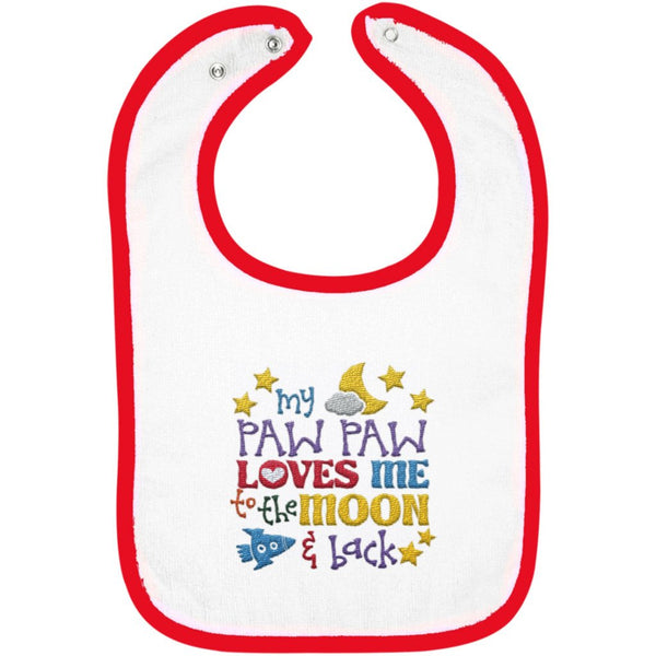 Paw Paw Loves Me to the Moon and Back - Embroidered Infant Bib