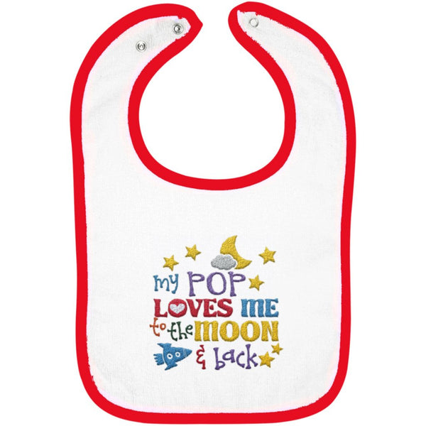 Pop Loves Me to the Moon and Back - Embroidered Infant Bib