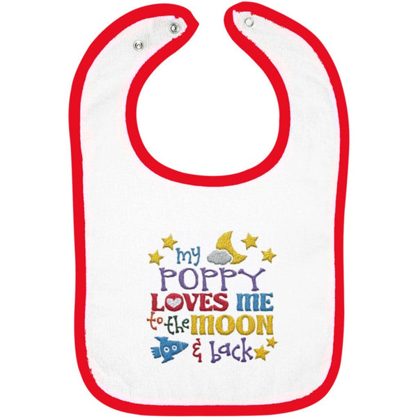 Poppy Loves Me to the Moon and Back - Embroidered Infant Bib