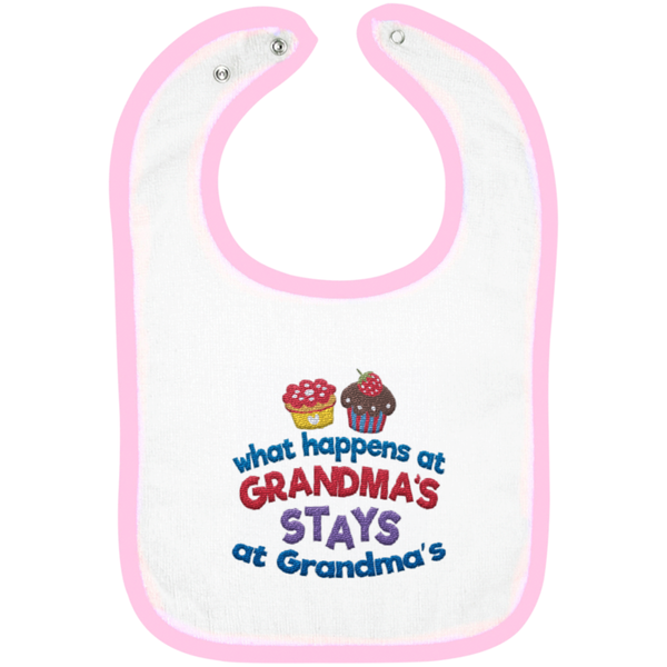 What Happens At Grandmas - Embroidered Infant Bib