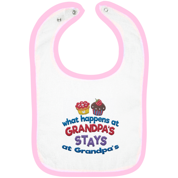 What Happens At Grandpas - Embroidered Infant Bib