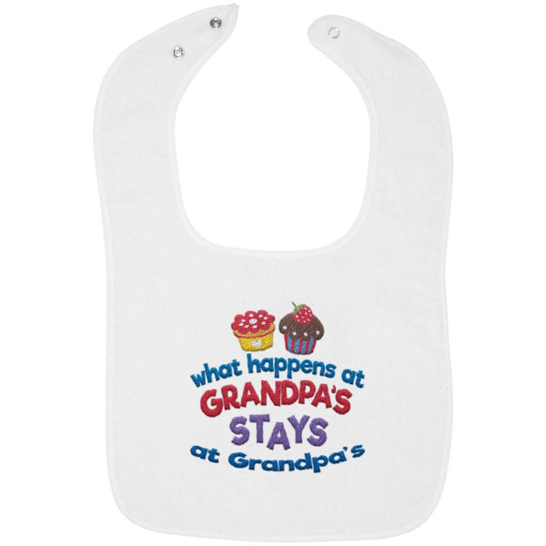 What Happens At Grandpas - Embroidered Infant Bib