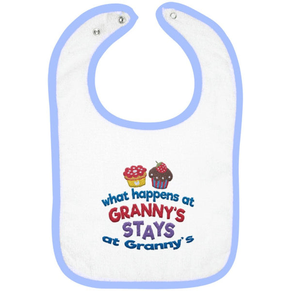 What Happens At Grannys - Embroidered Infant Bib