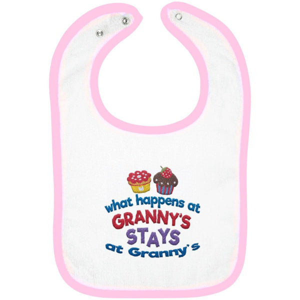 What Happens At Grannys - Embroidered Infant Bib
